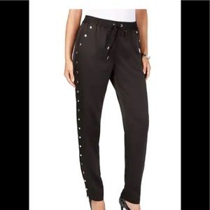 Michael Kors Studded Satin Pants With Silver Studs